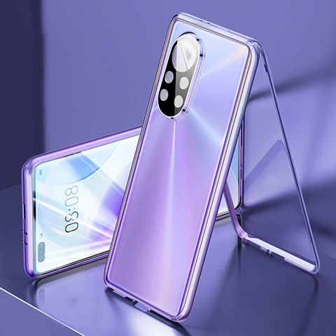 Custodia Lusso Alluminio Laterale Specchio 360 Gradi Cover M03 per Huawei Nova 8 Pro 5G Viola