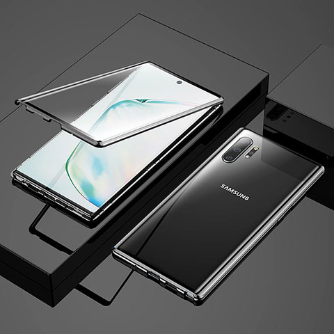 Custodia Lusso Alluminio Laterale Specchio 360 Gradi Cover M03 per Samsung Galaxy Note 10 Plus Nero