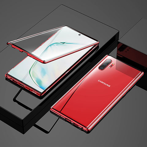 Custodia Lusso Alluminio Laterale Specchio 360 Gradi Cover M03 per Samsung Galaxy Note 10 Plus Rosso