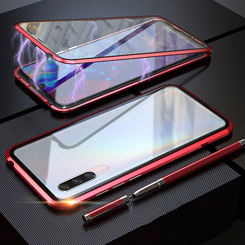Custodia Lusso Alluminio Laterale Specchio 360 Gradi Cover M03 per Xiaomi CC9e Rosso