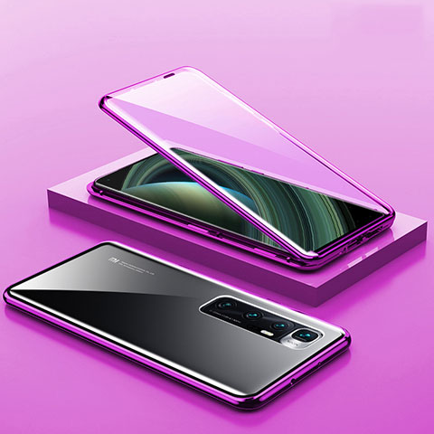 Custodia Lusso Alluminio Laterale Specchio 360 Gradi Cover M03 per Xiaomi Mi 10 Ultra Viola