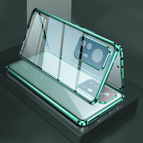 Custodia Lusso Alluminio Laterale Specchio 360 Gradi Cover M03 per Xiaomi Mi 12X 5G Verde