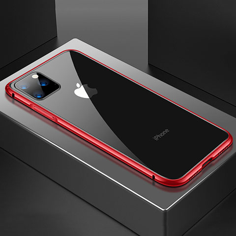 Custodia Lusso Alluminio Laterale Specchio 360 Gradi Cover M04 per Apple iPhone 11 Pro Max Rosso