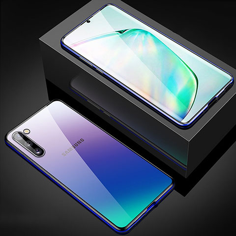 Custodia Lusso Alluminio Laterale Specchio 360 Gradi Cover M04 per Samsung Galaxy Note 10 5G Blu