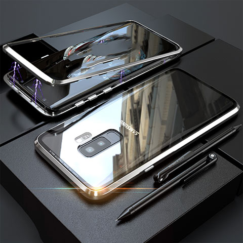 Custodia Lusso Alluminio Laterale Specchio 360 Gradi Cover M04 per Samsung Galaxy S9 Plus Argento