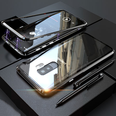 Custodia Lusso Alluminio Laterale Specchio 360 Gradi Cover M04 per Samsung Galaxy S9 Plus Nero