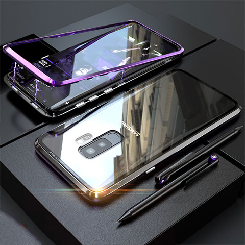 Custodia Lusso Alluminio Laterale Specchio 360 Gradi Cover M04 per Samsung Galaxy S9 Plus Viola