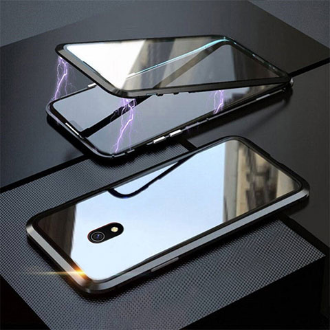 Custodia Lusso Alluminio Laterale Specchio 360 Gradi Cover M04 per Xiaomi Redmi 8A Nero