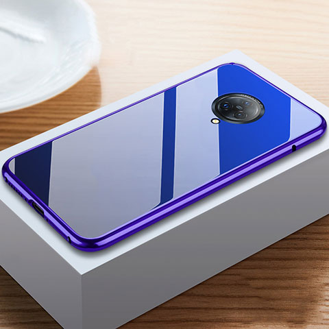 Custodia Lusso Alluminio Laterale Specchio 360 Gradi Cover M06 per Vivo Nex 3 5G Blu