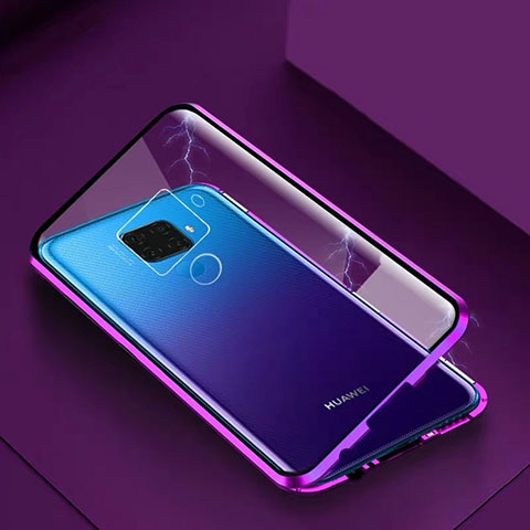 Custodia Lusso Alluminio Laterale Specchio 360 Gradi Cover M07 per Huawei Mate 30 Lite Viola