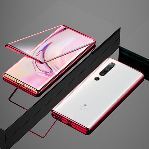 Custodia Lusso Alluminio Laterale Specchio 360 Gradi Cover M07 per Xiaomi Mi 10 Pro Rosso