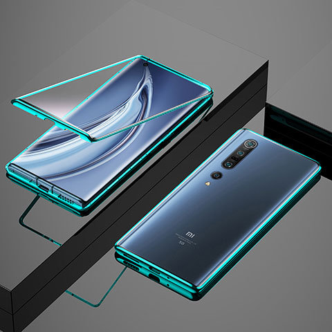 Custodia Lusso Alluminio Laterale Specchio 360 Gradi Cover M07 per Xiaomi Mi 10 Pro Verde