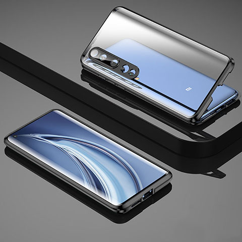 Custodia Lusso Alluminio Laterale Specchio 360 Gradi Cover M08 per Xiaomi Mi 10 Nero