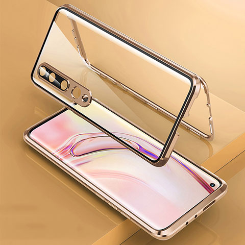 Custodia Lusso Alluminio Laterale Specchio 360 Gradi Cover M09 per Xiaomi Mi 10 Oro