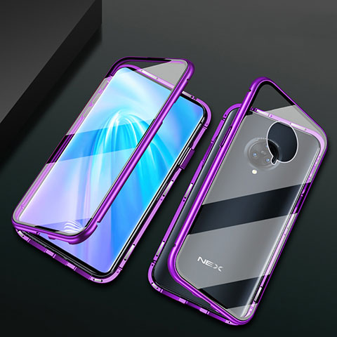 Custodia Lusso Alluminio Laterale Specchio 360 Gradi Cover M10 per Vivo Nex 3 5G Viola