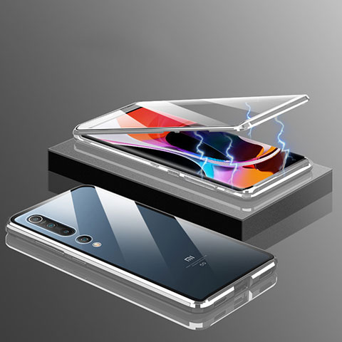 Custodia Lusso Alluminio Laterale Specchio 360 Gradi Cover M10 per Xiaomi Mi 10 Argento