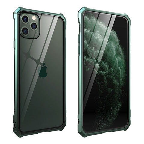 Custodia Lusso Alluminio Laterale Specchio 360 Gradi Cover M15 per Apple iPhone 11 Pro Max Verde