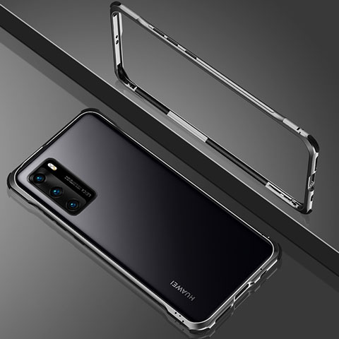 Custodia Lusso Alluminio Laterale Specchio 360 Gradi Cover N02 per Huawei P40 Nero