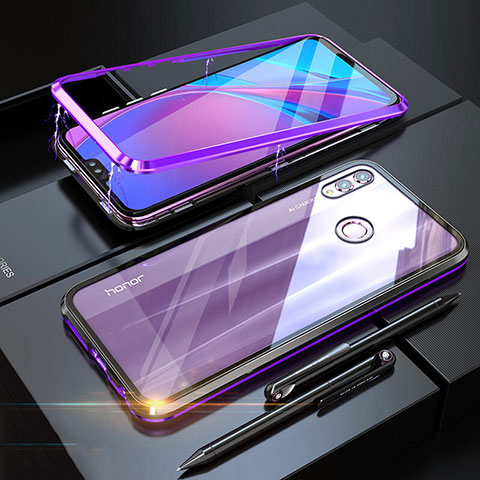 Custodia Lusso Alluminio Laterale Specchio 360 Gradi Cover P01 per Huawei Honor 8X Viola