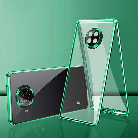 Custodia Lusso Alluminio Laterale Specchio 360 Gradi Cover P01 per Xiaomi Mi 10i 5G Verde