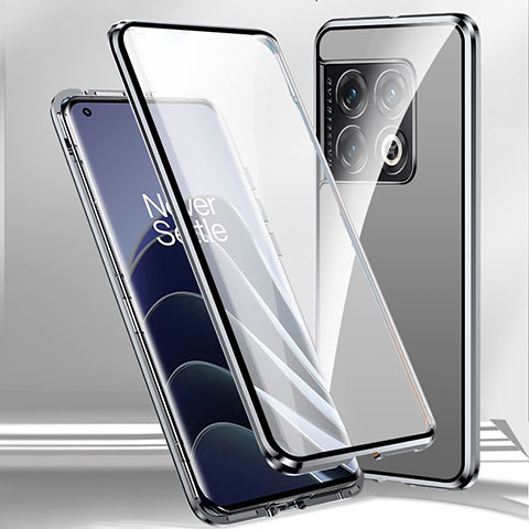 Custodia Lusso Alluminio Laterale Specchio 360 Gradi Cover P02 per OnePlus 11 5G Argento