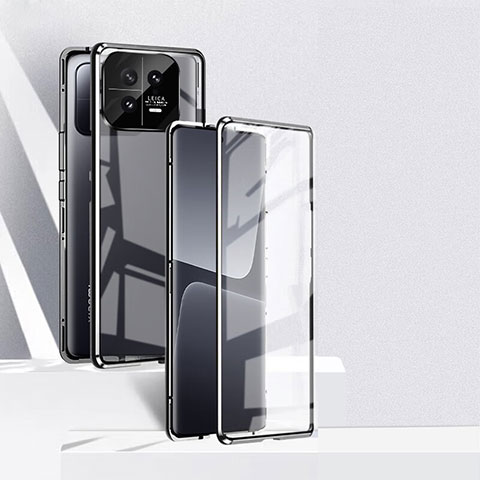 Custodia Lusso Alluminio Laterale Specchio 360 Gradi Cover P02 per Xiaomi Mi 13 Pro 5G Nero