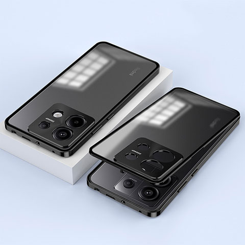 Custodia Lusso Alluminio Laterale Specchio 360 Gradi Cover P02 per Xiaomi Redmi Note 13 Pro 5G Nero