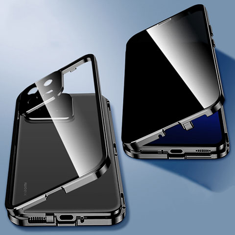 Custodia Lusso Alluminio Laterale Specchio 360 Gradi Cover P03 per Xiaomi Mi 13 Pro 5G Nero