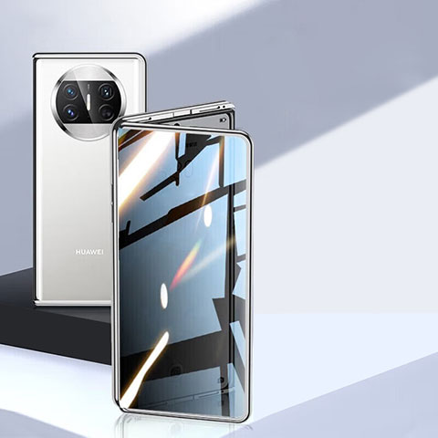 Custodia Lusso Alluminio Laterale Specchio 360 Gradi Cover P05 per Huawei Mate X3 Argento