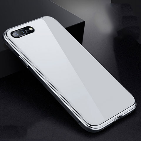 Custodia Lusso Alluminio Laterale Specchio 360 Gradi Cover per Apple iPhone 8 Plus Bianco