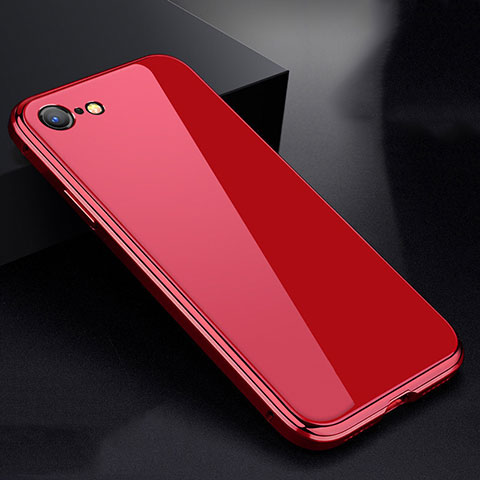 Custodia Lusso Alluminio Laterale Specchio 360 Gradi Cover per Apple iPhone SE (2020) Rosso