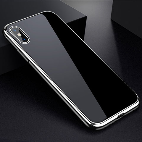 Custodia Lusso Alluminio Laterale Specchio 360 Gradi Cover per Apple iPhone X Argento