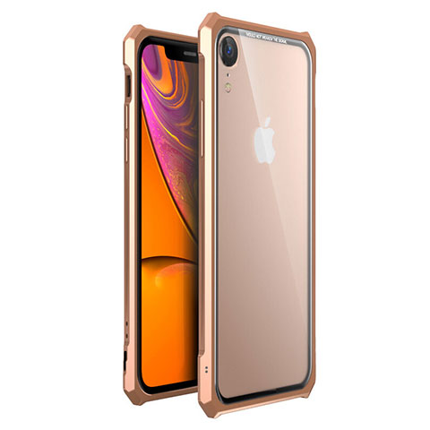 Custodia Lusso Alluminio Laterale Specchio 360 Gradi Cover per Apple iPhone XR Oro