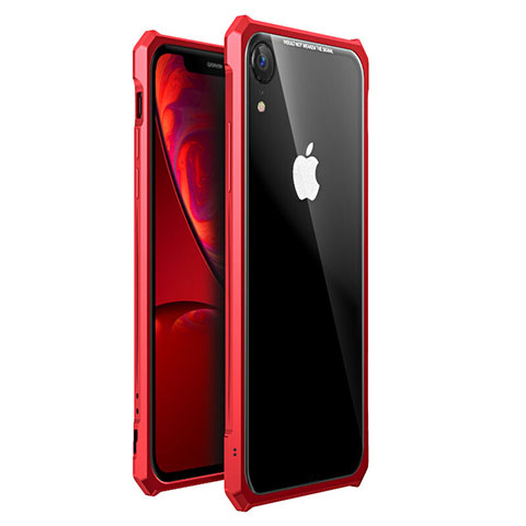 Custodia Lusso Alluminio Laterale Specchio 360 Gradi Cover per Apple iPhone XR Rosso