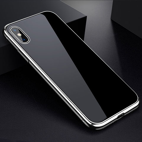 Custodia Lusso Alluminio Laterale Specchio 360 Gradi Cover per Apple iPhone Xs Max Argento
