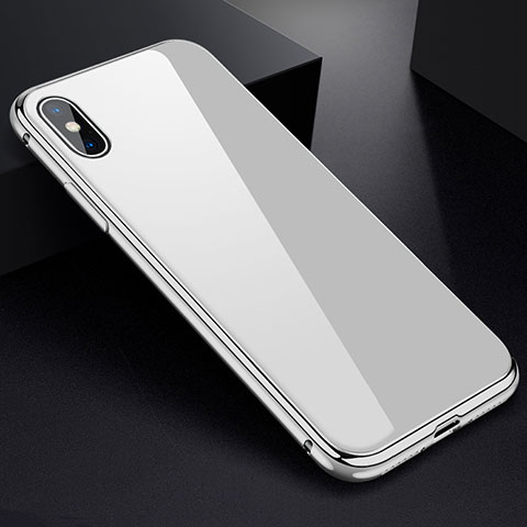 Custodia Lusso Alluminio Laterale Specchio 360 Gradi Cover per Apple iPhone Xs Max Bianco