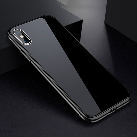 Custodia Lusso Alluminio Laterale Specchio 360 Gradi Cover per Apple iPhone Xs Max Nero