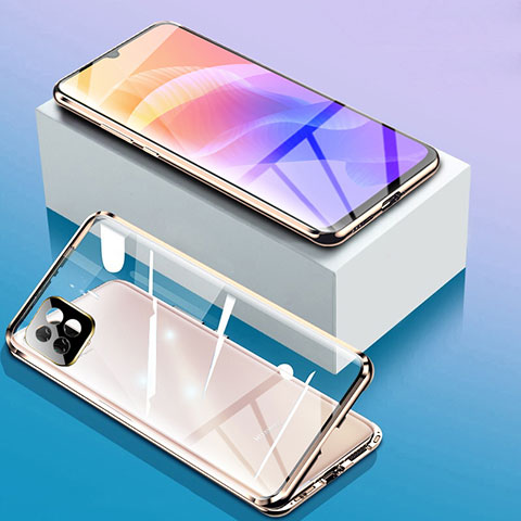 Custodia Lusso Alluminio Laterale Specchio 360 Gradi Cover per Huawei Enjoy 20 5G Oro