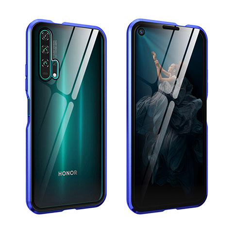 Custodia Lusso Alluminio Laterale Specchio 360 Gradi Cover per Huawei Honor 20 Pro Blu