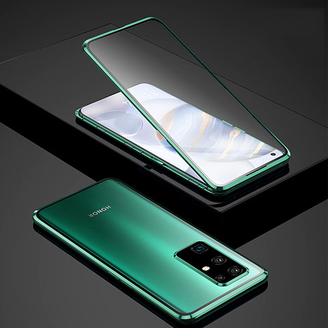 Custodia Lusso Alluminio Laterale Specchio 360 Gradi Cover per Huawei Honor 30 Verde