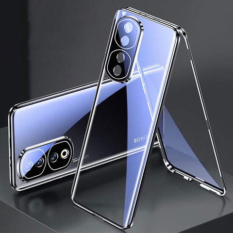 Custodia Lusso Alluminio Laterale Specchio 360 Gradi Cover per Huawei Honor 90 Pro 5G Nero