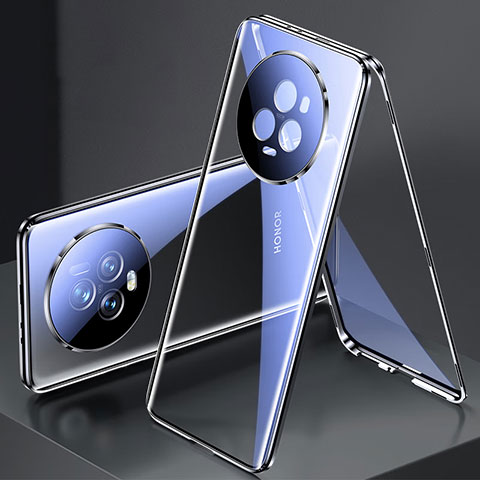 Custodia Lusso Alluminio Laterale Specchio 360 Gradi Cover per Huawei Honor Magic5 5G Nero