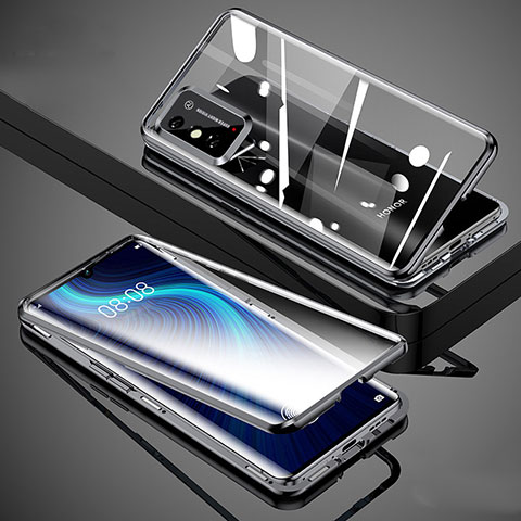 Custodia Lusso Alluminio Laterale Specchio 360 Gradi Cover per Huawei Honor X10 Max 5G Nero
