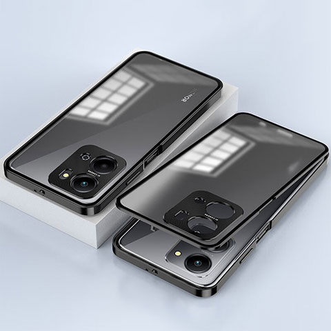 Custodia Lusso Alluminio Laterale Specchio 360 Gradi Cover per Huawei Honor X7a Nero