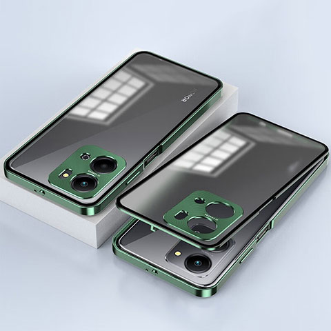 Custodia Lusso Alluminio Laterale Specchio 360 Gradi Cover per Huawei Honor X7a Verde