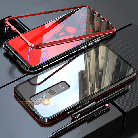 Custodia Lusso Alluminio Laterale Specchio 360 Gradi Cover per Huawei Mate 20 Lite Rosso