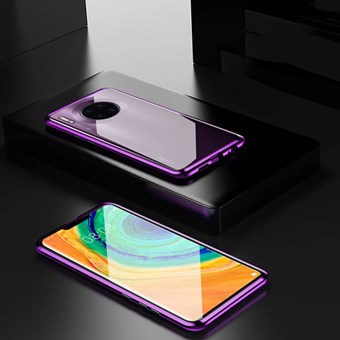 Custodia Lusso Alluminio Laterale Specchio 360 Gradi Cover per Huawei Mate 30 Viola