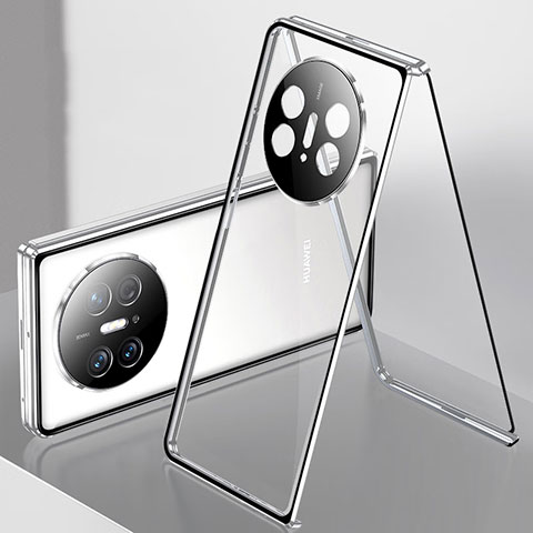 Custodia Lusso Alluminio Laterale Specchio 360 Gradi Cover per Huawei Mate X3 Argento