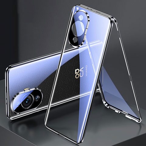 Custodia Lusso Alluminio Laterale Specchio 360 Gradi Cover per Huawei Nova 11 Pro Nero