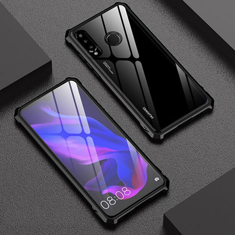 Custodia Lusso Alluminio Laterale Specchio 360 Gradi Cover per Huawei Nova 4e Nero